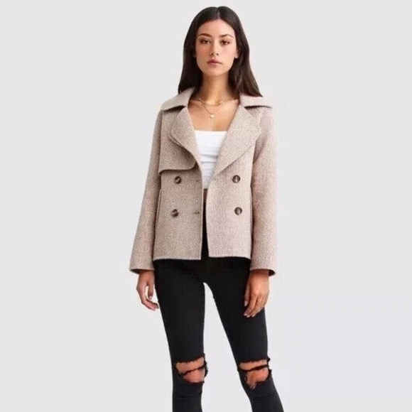 $263 Unworn Belle & Bloom I'm Yours Wool Blend Peacoat in Beige - Picture 4 of 9
